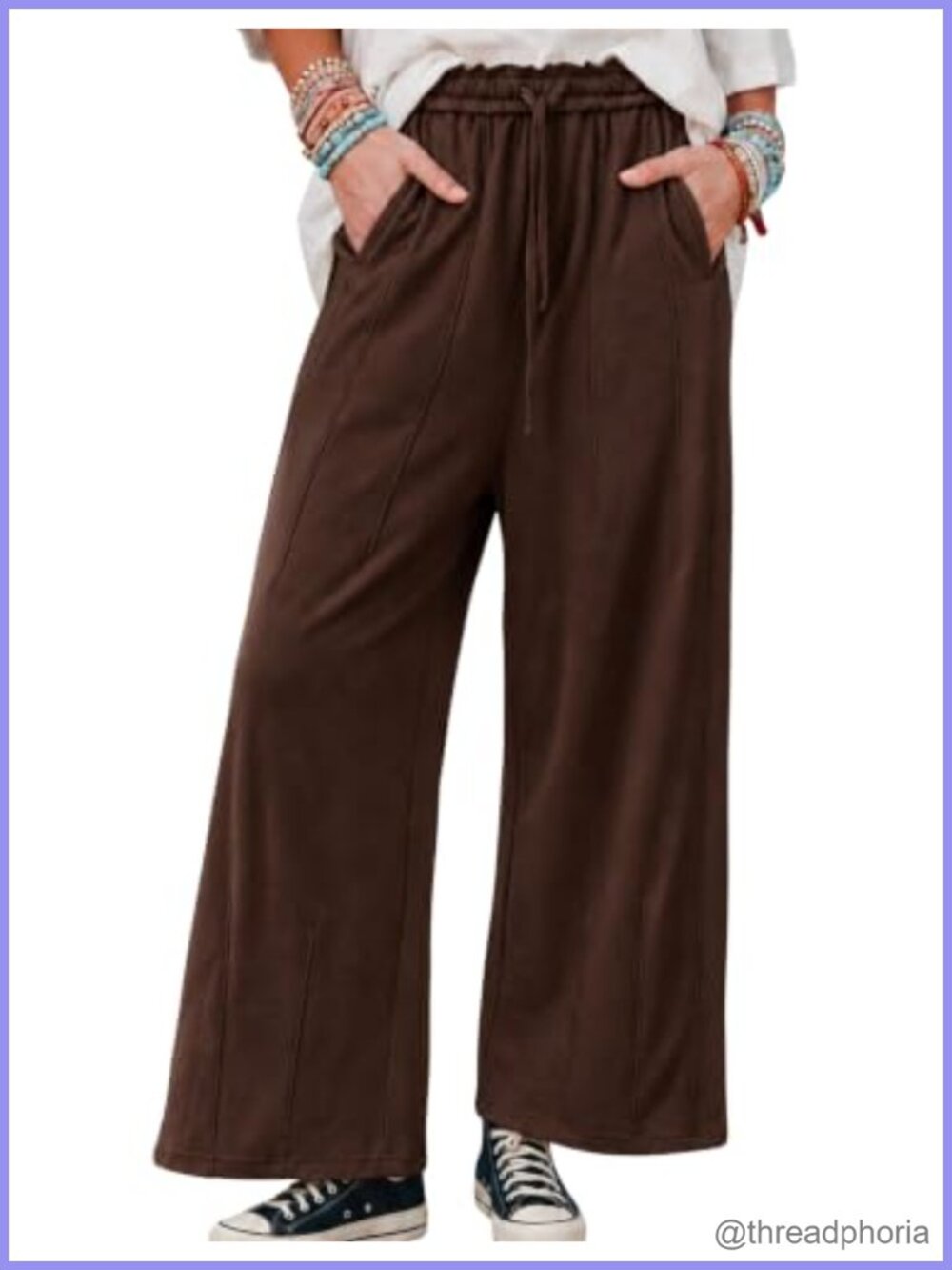 High Rise Wide Leg Cotton Drawstring Lounge Pants Pull-On